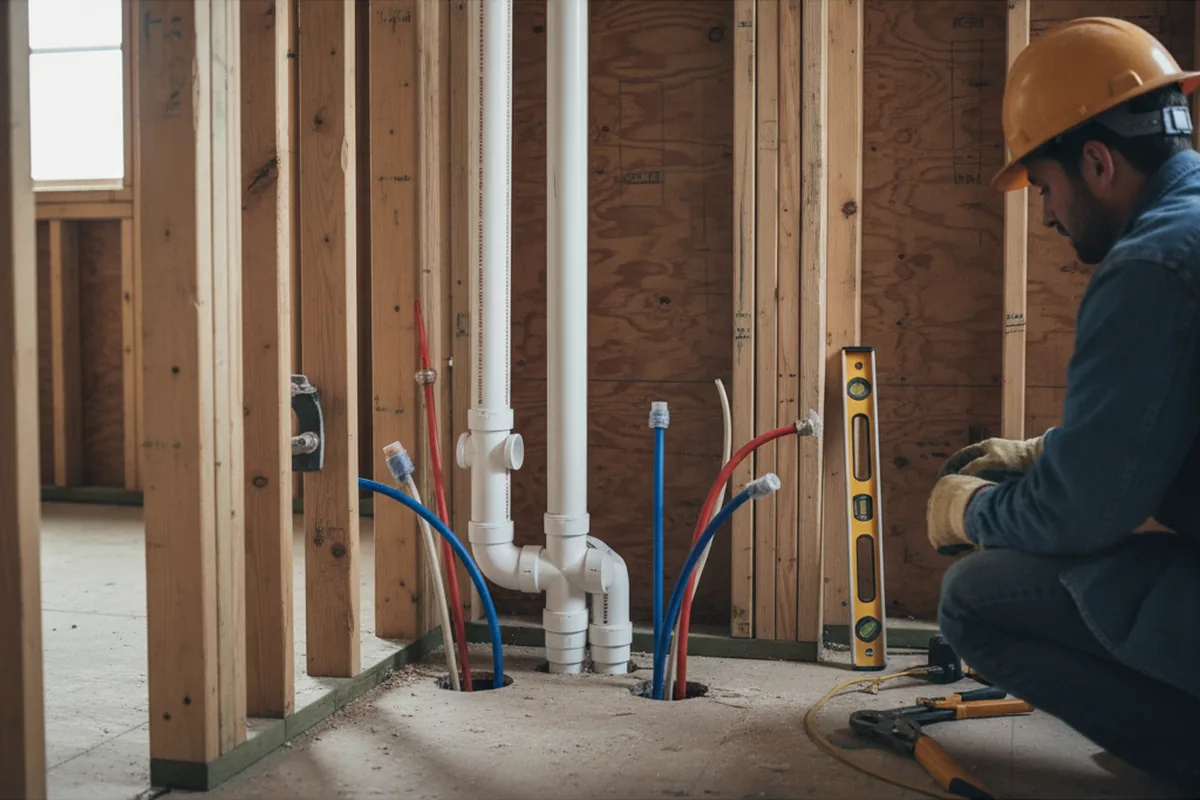 Drain and supply rough-in during Leak Detection in Cody
